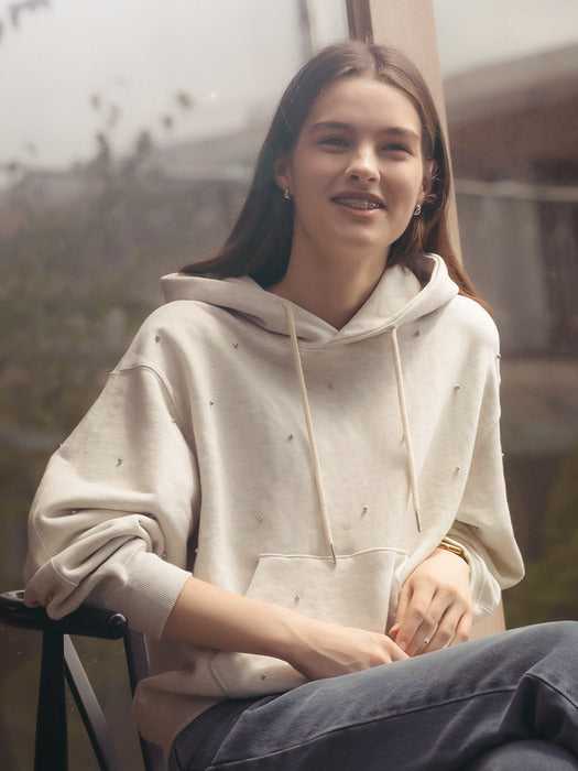 [TILLIDIE] Ornament stud hooded MTM_Oatmeal