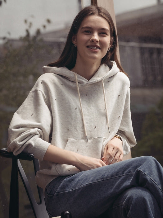 [TILLIDIE] Ornament stud hooded MTM_Oatmeal