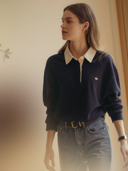 Tillidie Cotton solid polo t-shirt Navy