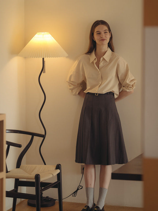 [TILLIDIE] Dolphin line cotton shirt_Beige