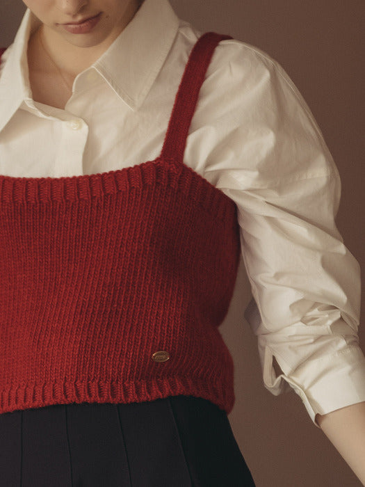 [tillidie] Back ribbon pointed bustier_Red