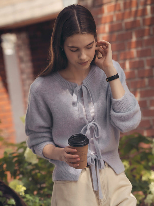 [TILLIDIE] Front ribbon alpaca blended knit_Sky blue