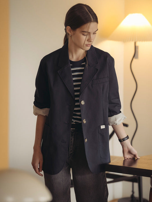 Tillidie Overfit bio washing cotton jacket Navy