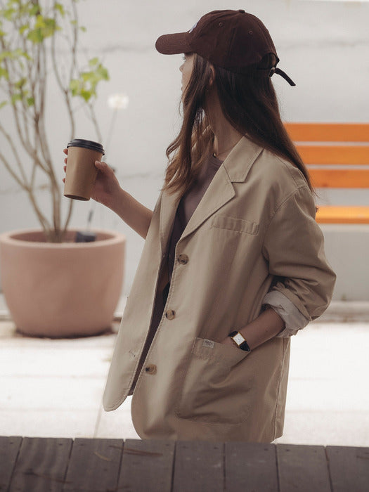 [TILLIDIE] Overfit bio washing cotton jacket_Beige