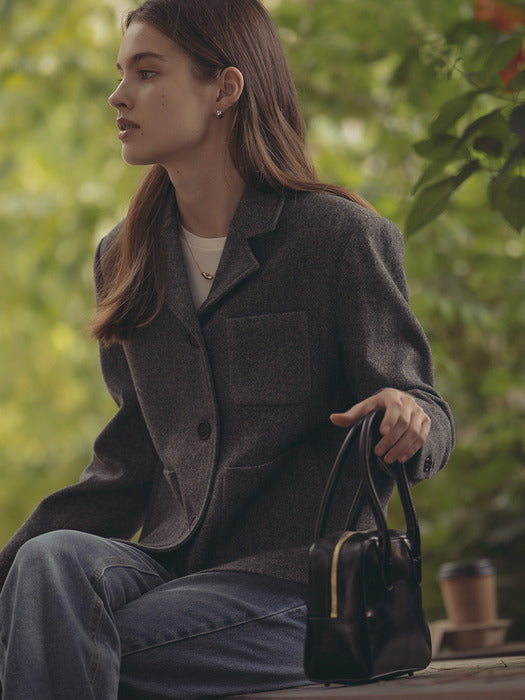 [TILLIDIE] Flannel twill wool jacket_Dark gray