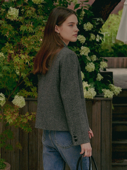 [TILLIDIE] Flannel twill wool jacket_Dark gray