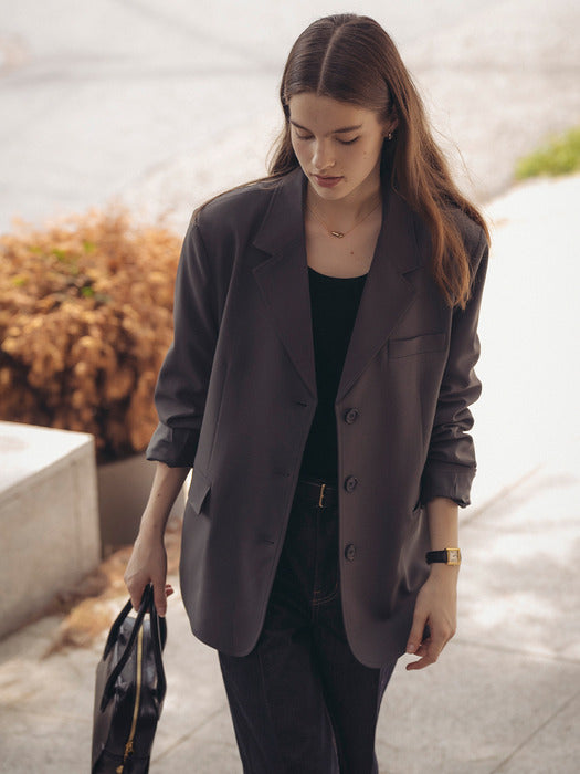 [TILLIDIE] Essential 3-button blazer_Gray