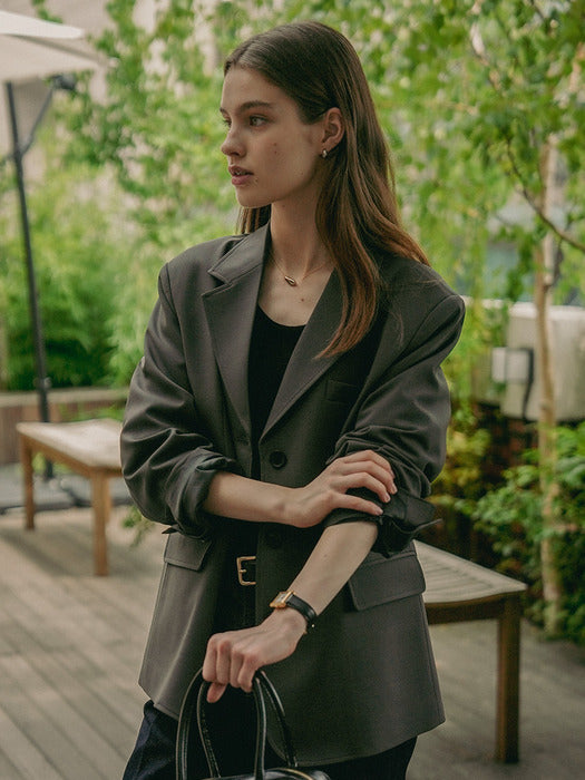 [TILLIDIE] Essential 3-button blazer_Gray