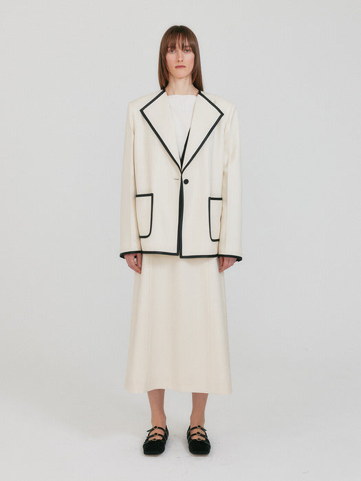 [EENK] Zovii Wide Collar Single-Button Jacket - Ivory