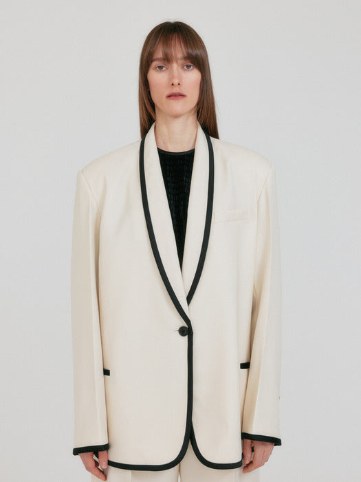 Eenk Zoviet Shawl Collar Single-Button Jacket - Ivory