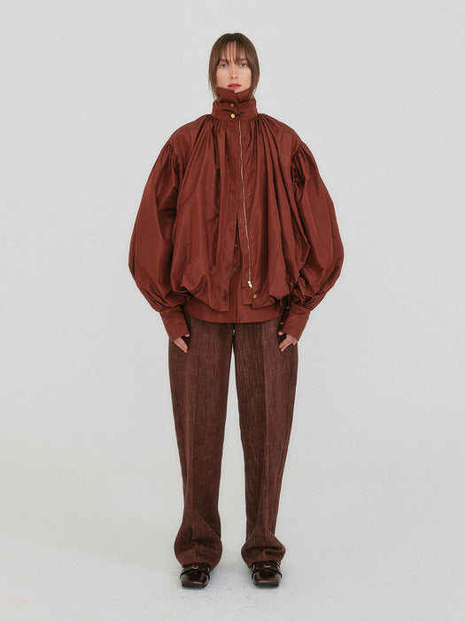 Eenk Zoem Shirred Volume Jumper - Brown
