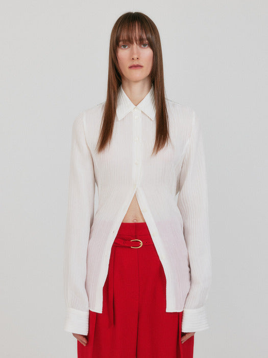 [EENK] Zemma Belted Shirt - White