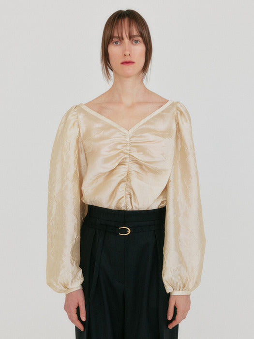 Eenk Zane Shirred Blouse - Light Beige