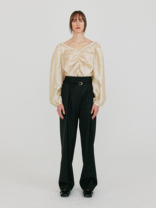Eenk Zane Shirred Blouse - Light Beige