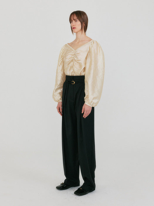 Eenk Zane Shirred Blouse - Light Beige