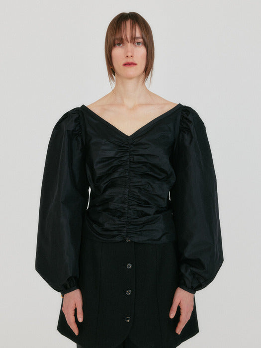 Eenk Zane Shirred Blouse - Black
