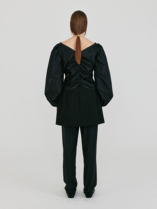 Eenk Zane Shirred Blouse - Black