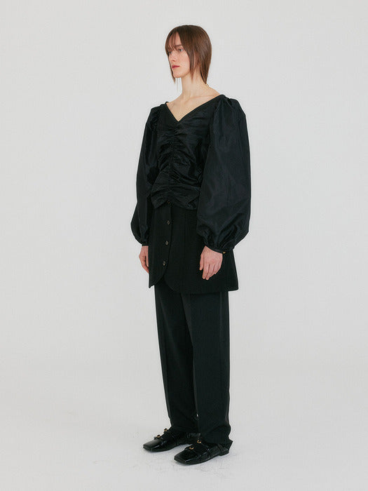 Eenk Zane Shirred Blouse - Black