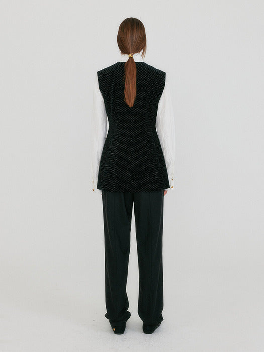 [EENK] Zolie Hourglass Buttoned Top - Black Velvet