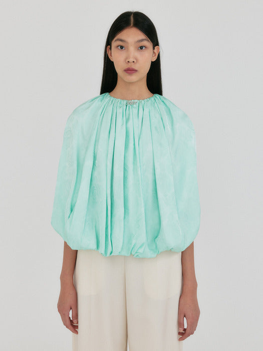 Eenk Zame Open Back Shirred Volume Top - Mint