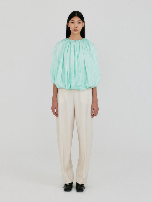 Eenk Zame Open Back Shirred Volume Top - Mint