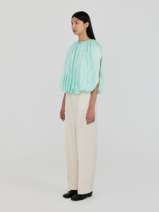 Eenk Zame Open Back Shirred Volume Top - Mint