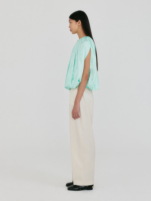 Eenk Zame Open Back Shirred Volume Top - Mint