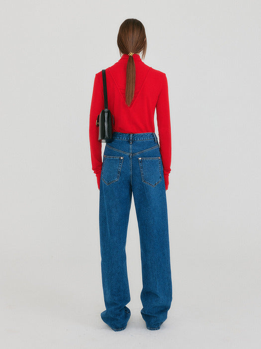 Eenk Zol V-Point Mockneck T-Shirt - Red