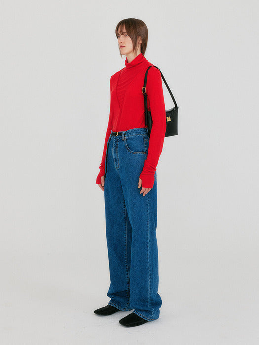 Eenk Zol V-Point Mockneck T-Shirt - Red
