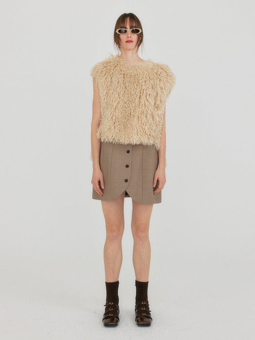 Eenk Zabolle Buttoned Mini Skirt - Beige