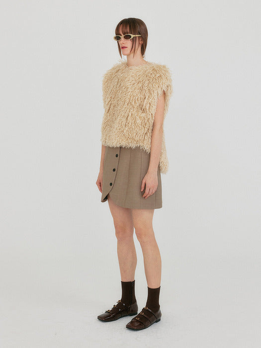 Eenk Zabolle Buttoned Mini Skirt - Beige