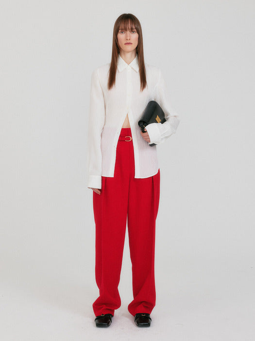 [EENK] Zette Belted Tuck Pants - Red