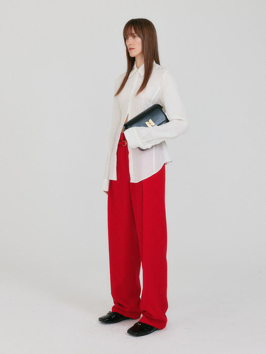 [EENK] Zette Belted Tuck Pants - Red