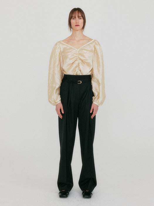 Eenk Zette Belted Tuck Pants - Black