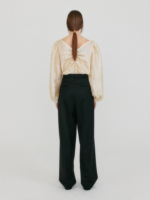 Eenk Zette Belted Tuck Pants - Black