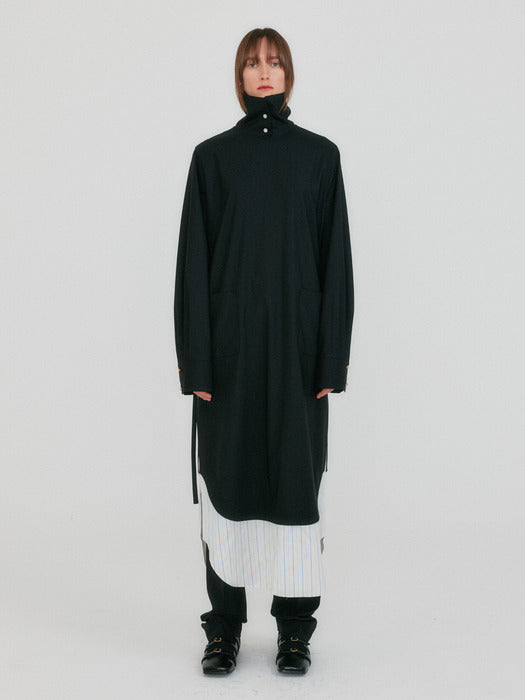 Eenk Zenaida Button-Back Belted Dress - Black