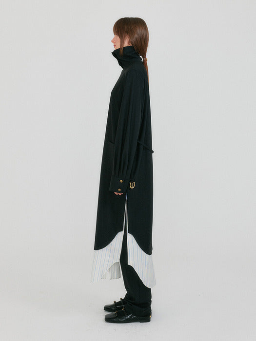 Eenk Zenaida Button-Back Belted Dress - Black