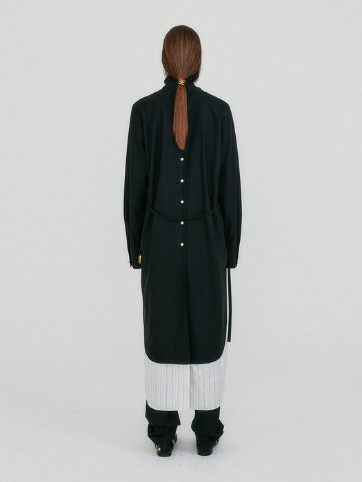 Eenk Zenaida Button-Back Belted Dress - Black