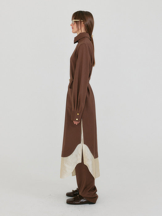 Eenk Zenaida Button-Back Belted Dress - Brown