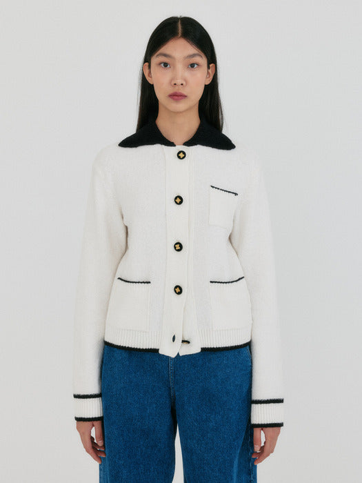 Eenk Zink Pocket Knit Cardigan - Ivory