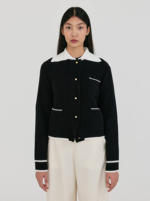 Eenk Zink Pocket Knit Cardigan - Black