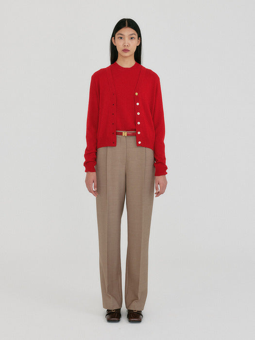 Eenk Zaine Button Point Knit Cardigan - Red