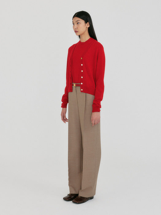 Eenk Zaine Button Point Knit Cardigan - Red