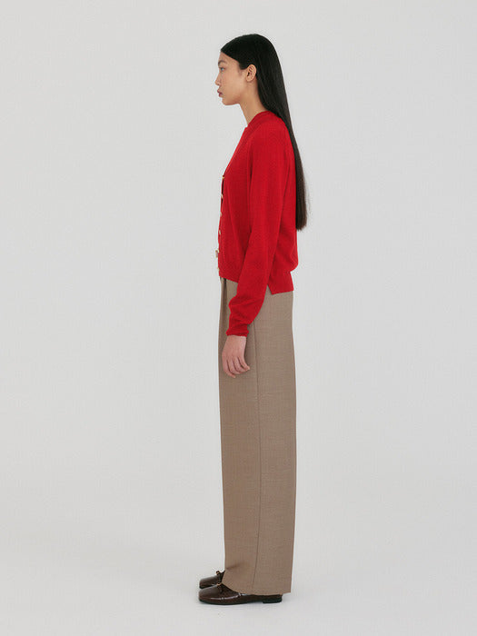 Eenk Zaine Button Point Knit Cardigan - Red
