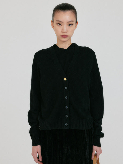 Eenk Zaine Button Point Knit Cardigan - Black