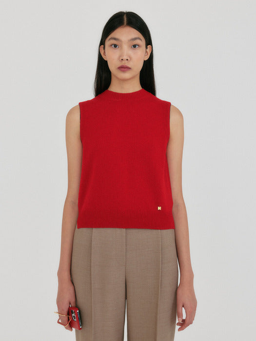 [EENK] Zan Roundneck Knit Vest - Red