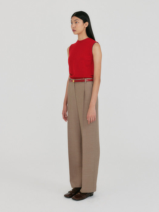 [EENK] Zan Roundneck Knit Vest - Red