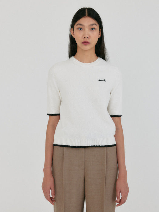 [EENK] Zingky Half Sleeve Knit - Ivory