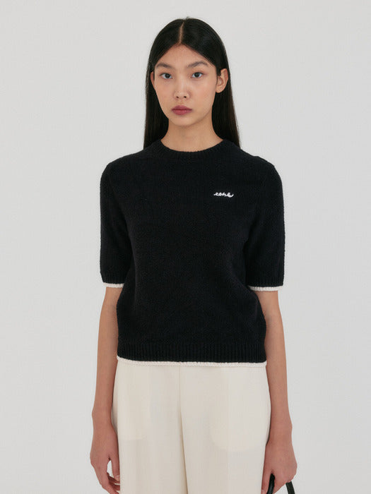 Eenk Zingky Half Sleeve Knit - Black