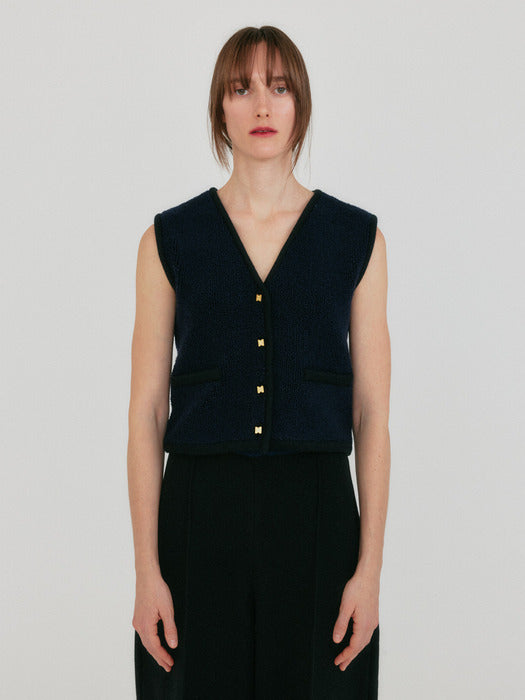 Eenk Zita V-neck Knit Vest - Navy
